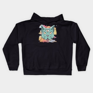 Magical Moon Cat Against the Sky Kids Hoodie